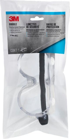 3M TEKK Soft Chemical Splash and Impact Safety Goggles, Clear