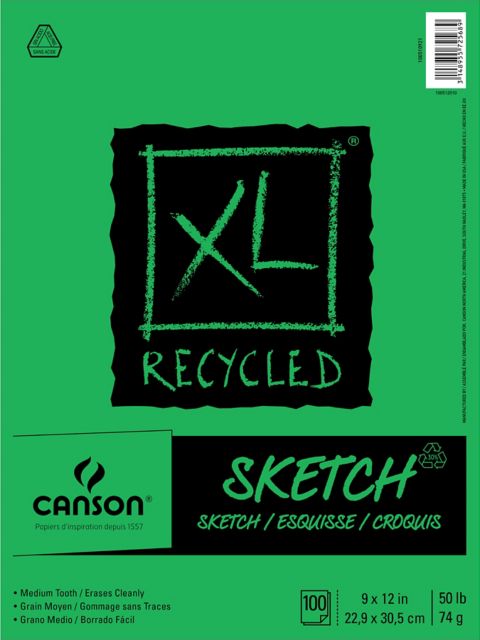 XL RECYCLED SKETCH 9X12 100 SHEETS TAPE BOUND