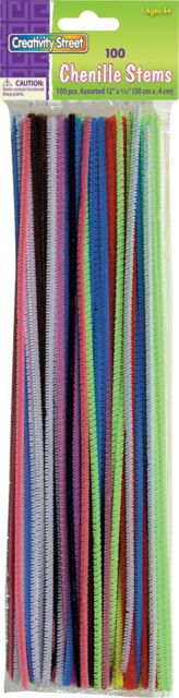 CHENILLE STEMS REGULAR ASSORTED 12 INCH 100 PACK