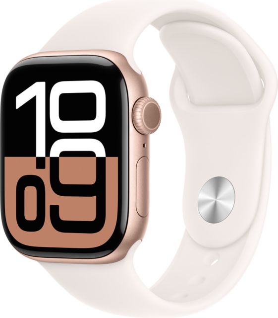 Apple Watch Series 10 GPS 42mm Rose Gold Aluminum Case with Light Blush Sport Band - M/L - ONLINE ONLY